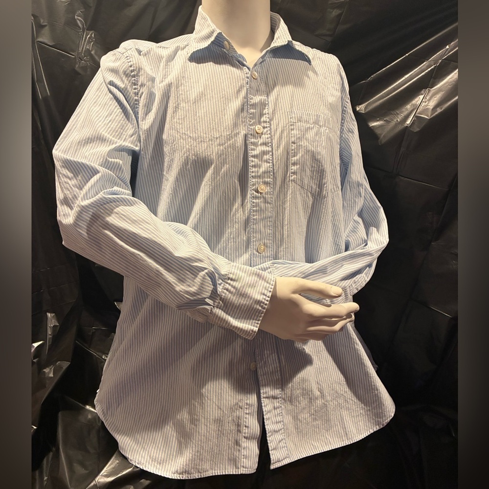 Martin + Osa Light Blue and White Striped Button Down Shirt mens XL